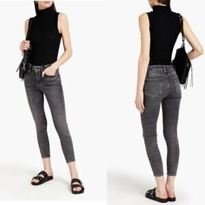 FRAME Le One Skinny Jeans Black Acid Wash Size 1